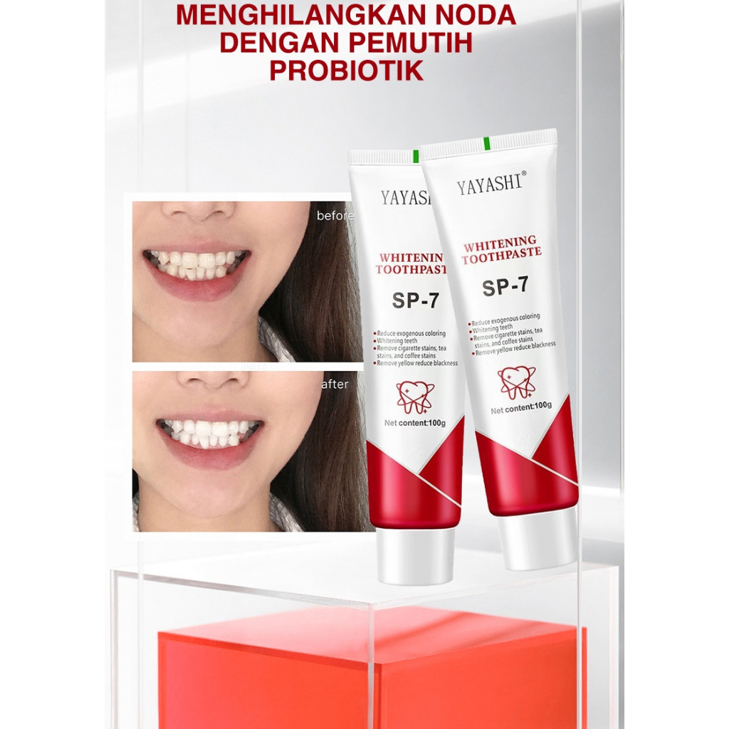 Pasta Gigi Pemutih Probiotik SP7 - Pemutih Menghilangkan Noda Kopi & Teh 100% Pasta Gigi Orisinal no