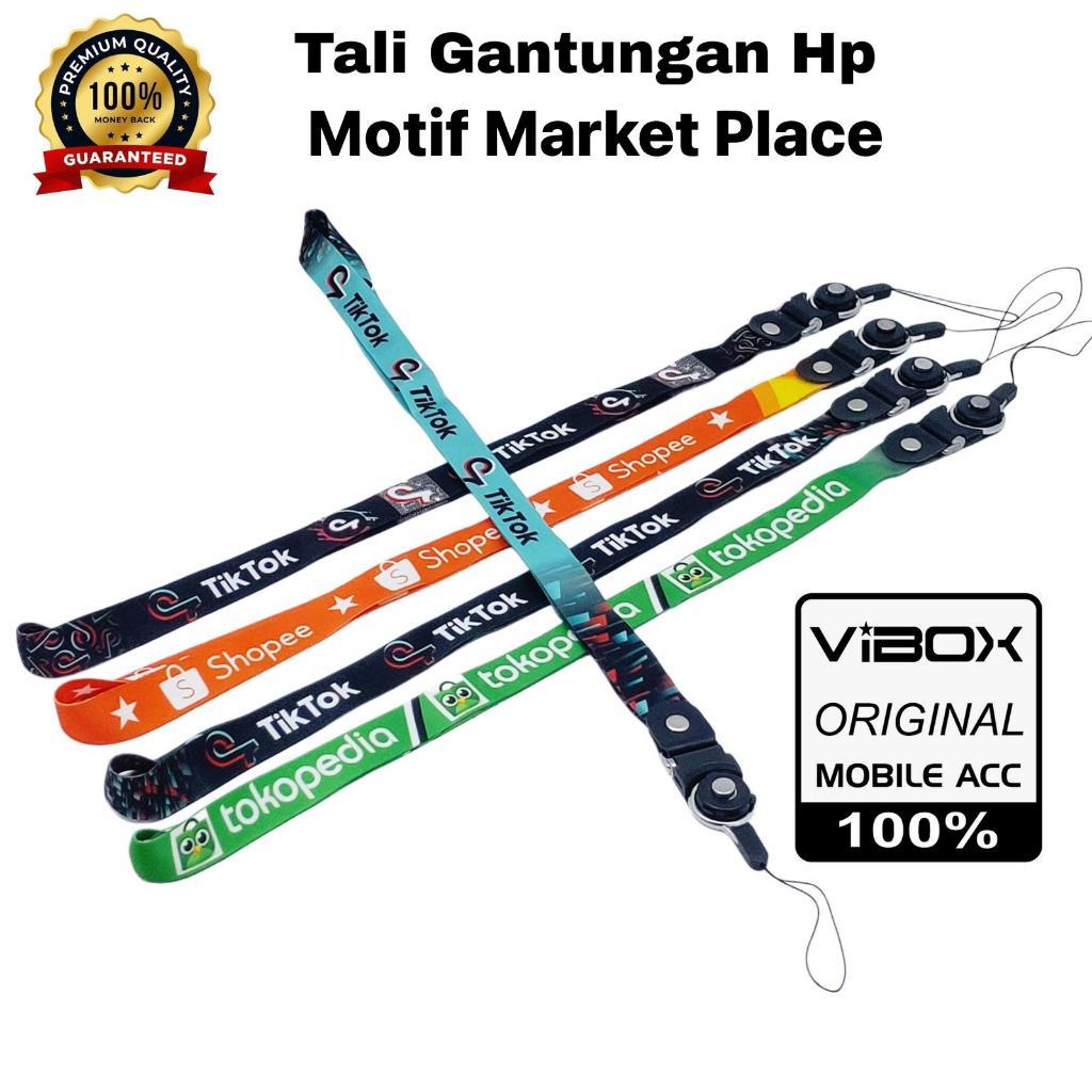 ( 1Pcs ) New Tali Gantungan Hp Handphone Shopee Gantungan Kunci Id Card / Kartu Nama Motif Shope Bah