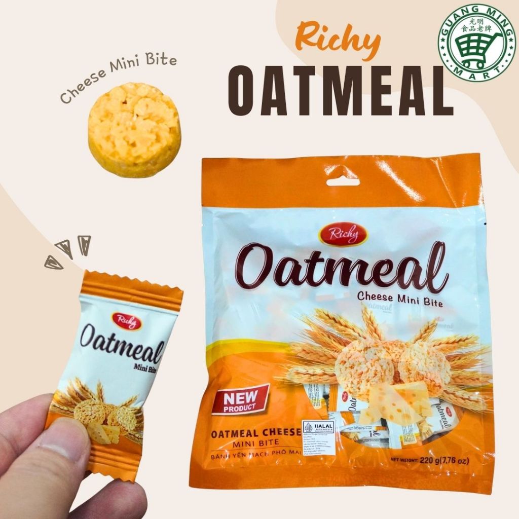 

Richy Oatmeal Cheese Mini Bite / Snack Oat Rasa Keju / Richy Oat Bar Keju 220g