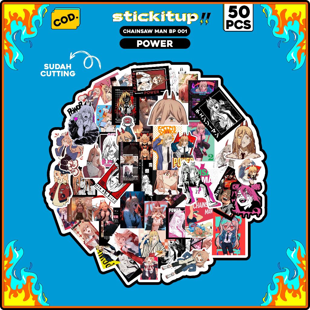 

50 Pcs Stiker Pack Motif Anime Chainsaw Man POWER Anti Air Untuk Dekorasi Koper Sepeda Skateboard Handphone Tumbler CHAINSAW MAN BP 003