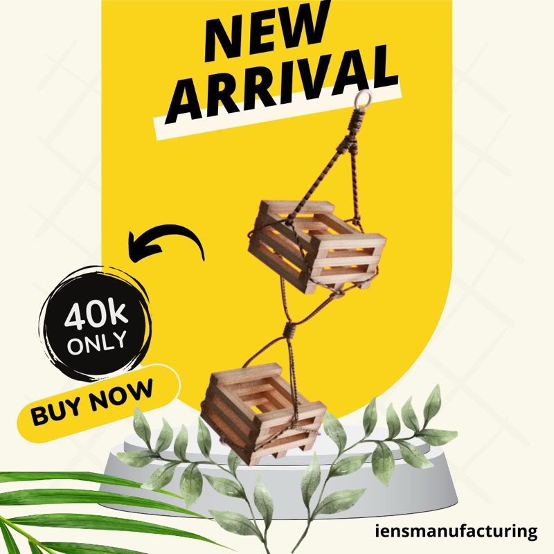 Vas Bunga Minimalis | Dekorasi Pot Bunga Kayu Gantung Modern | Dekorasi Indoor atau Outdoor