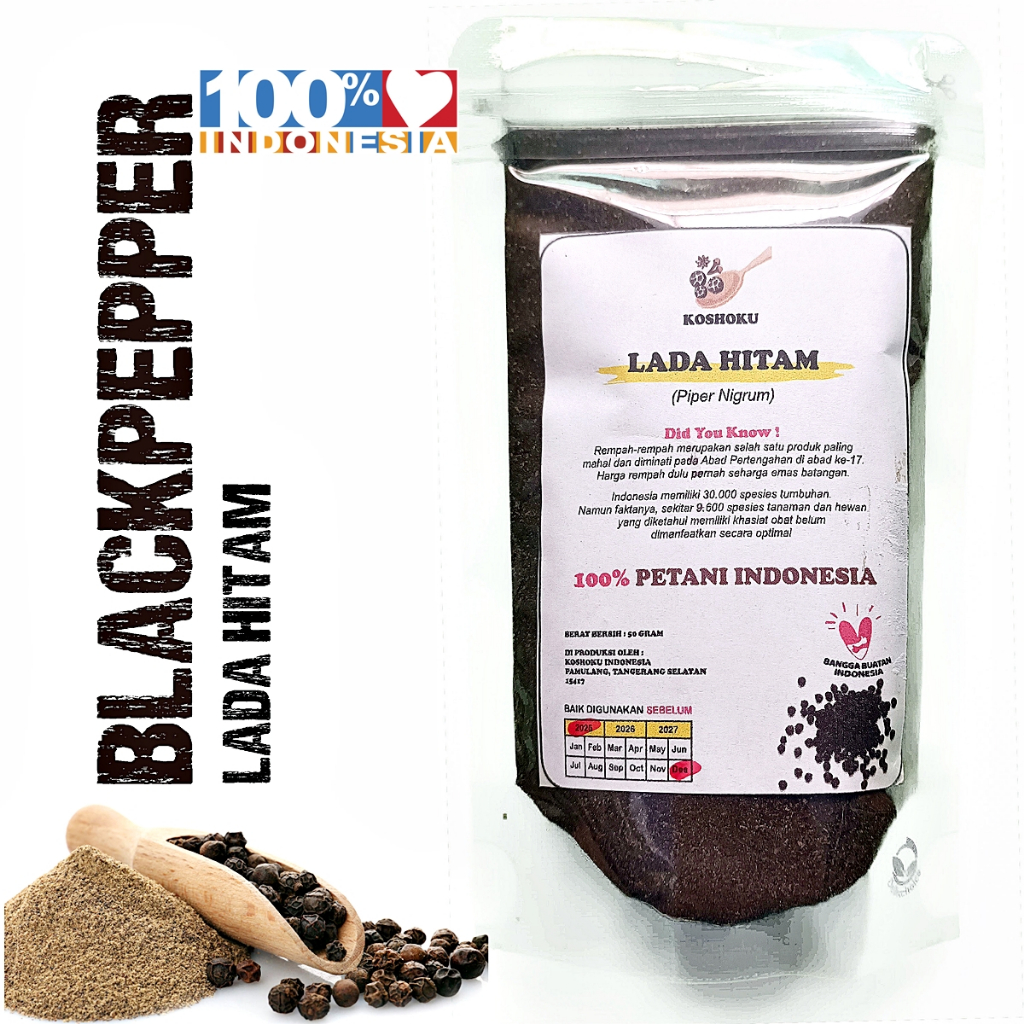 

Lada Hitam Bubuk 50 Gram. Blackpepper Powder. Black Pepper