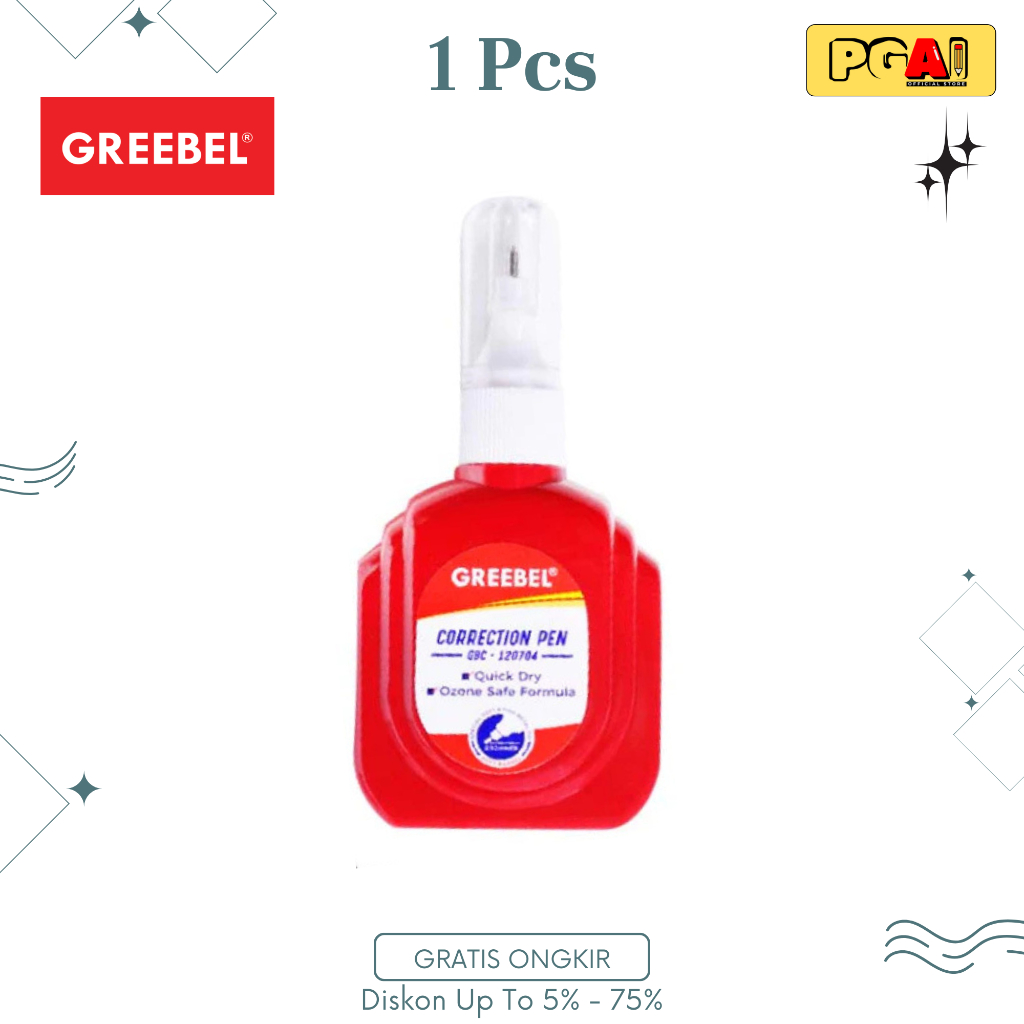 

CORRECTION TIPE X CAIR STIPO KERTAS GREEBEL10ML GBC-120704 1PCS WARNA MERAH STATIONERY