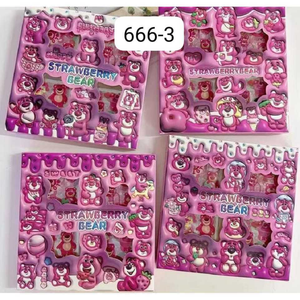 

Stiker Lotso Premium / Sticker NEW Lucu 3D Sanrio Karakter Kuromi dan Melody Isi 100 Lembar Per Box Stiker viral