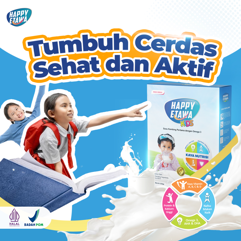 

HAPPY ETAWA Premium Vanilla Milk Powder Anak-Anak Susu Kambing Nutrisi Optimal untuk Pertumbuhan