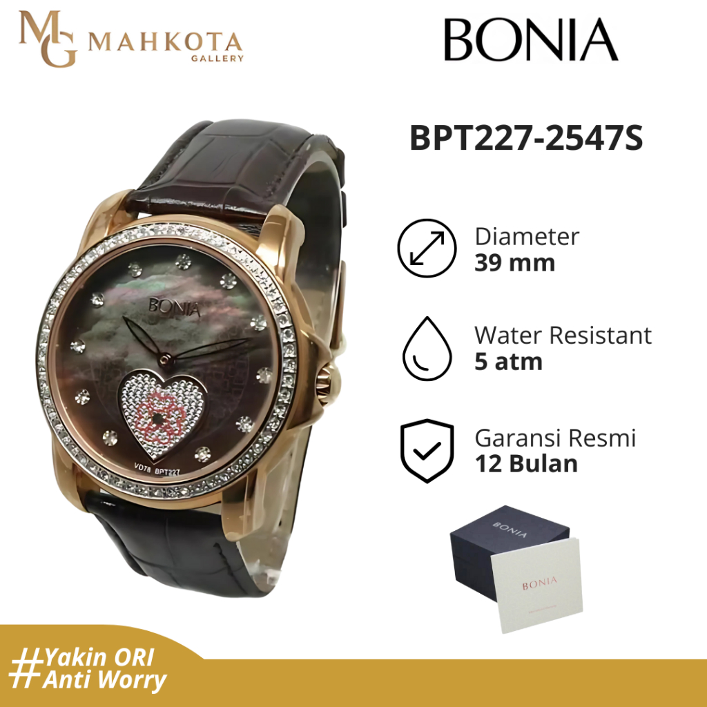 Jam Tangan Wanita Bonia BPT227-2547S Strap Kulit Original dan Bergaransi