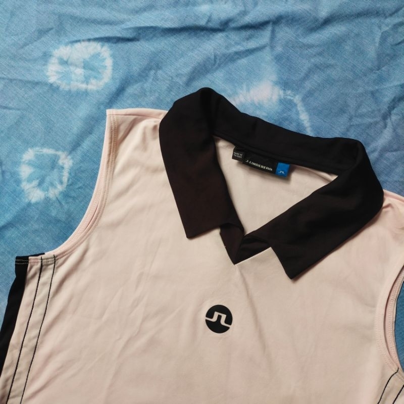 Baju Golf Wanita JL ladies pink garis sleeveless