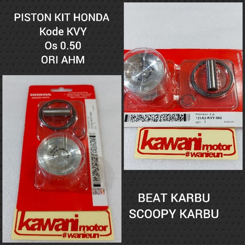Piston kit Seher set KVY os 50 dan os 75 BEAT KARBU/SCOOPY KARBU ORIGINAL HONDA