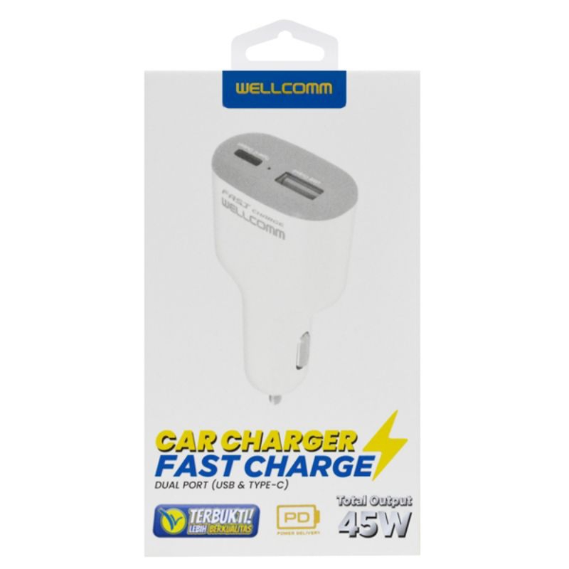 Wellcomm Car Charger mobil  Fast Charge Dual Port (USB & Type-C) 45W