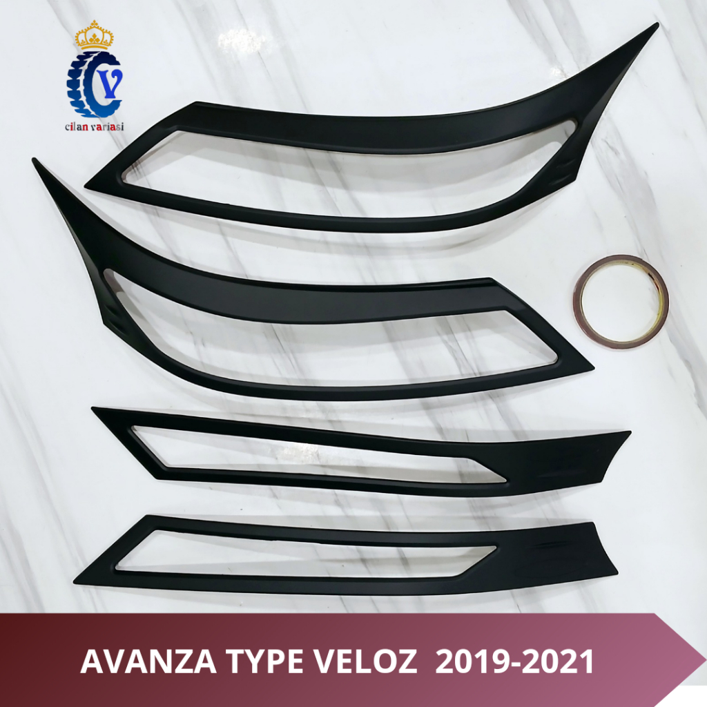 Garnish Cover Lampu Depan Mobil Toyota Avanza Veloz 2019 - 2021 Hitam