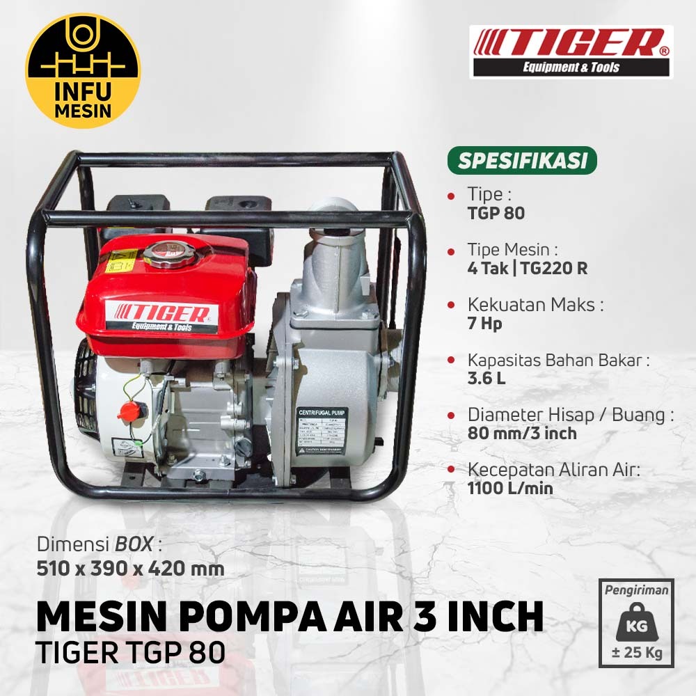 POMPA AIR 3 Inch  TIGER TGP 80 Pompa Alkon Irigasi TGP80