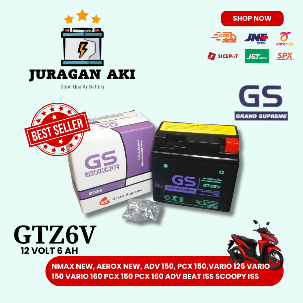 AKI MOTOR HONDA ADV, BEAT ISS, PCX, AEROX GS ASTRA GTZ6V 6Ah MF