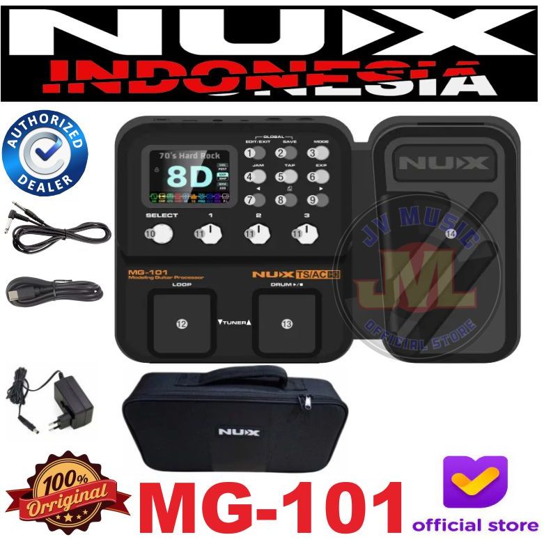 Nux MG-101 Modeling Guitar Processor Efek Gitar Nux Mg101 Multi efek Gitar