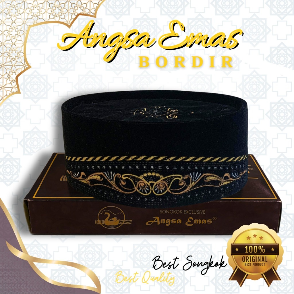 Songkok Angsa Emas Bordir Duluxe Songkok Sultan Beludru Bordir Songkok Premium