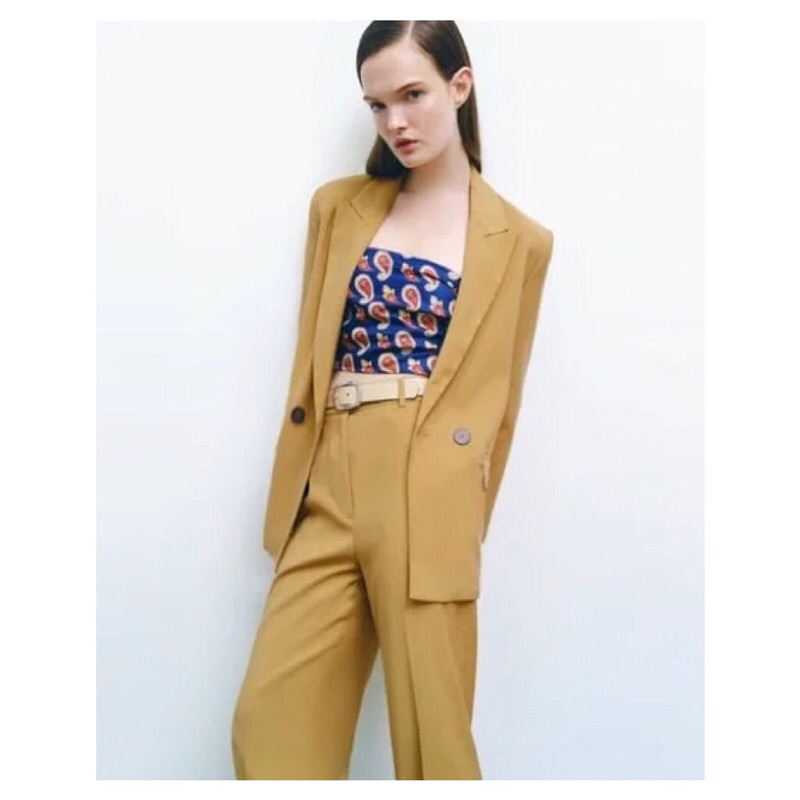 Blazer Wanita Informal Coklat Khaki Double Breasted