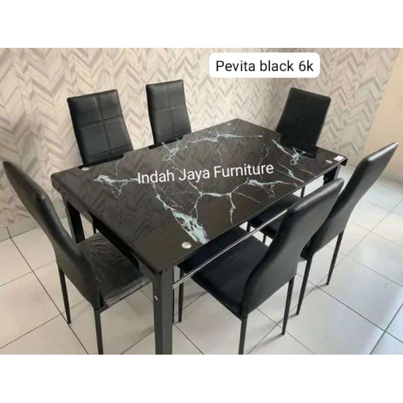 Meja Makan Minimalis Kaca 6 Kursi