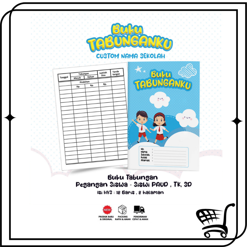 

Toko99 - Buku Tabungan Custom Nama + Cover & Lembaga Sekolah Berserta Alamat Tabungan Sekolah PAUD , TK , SD