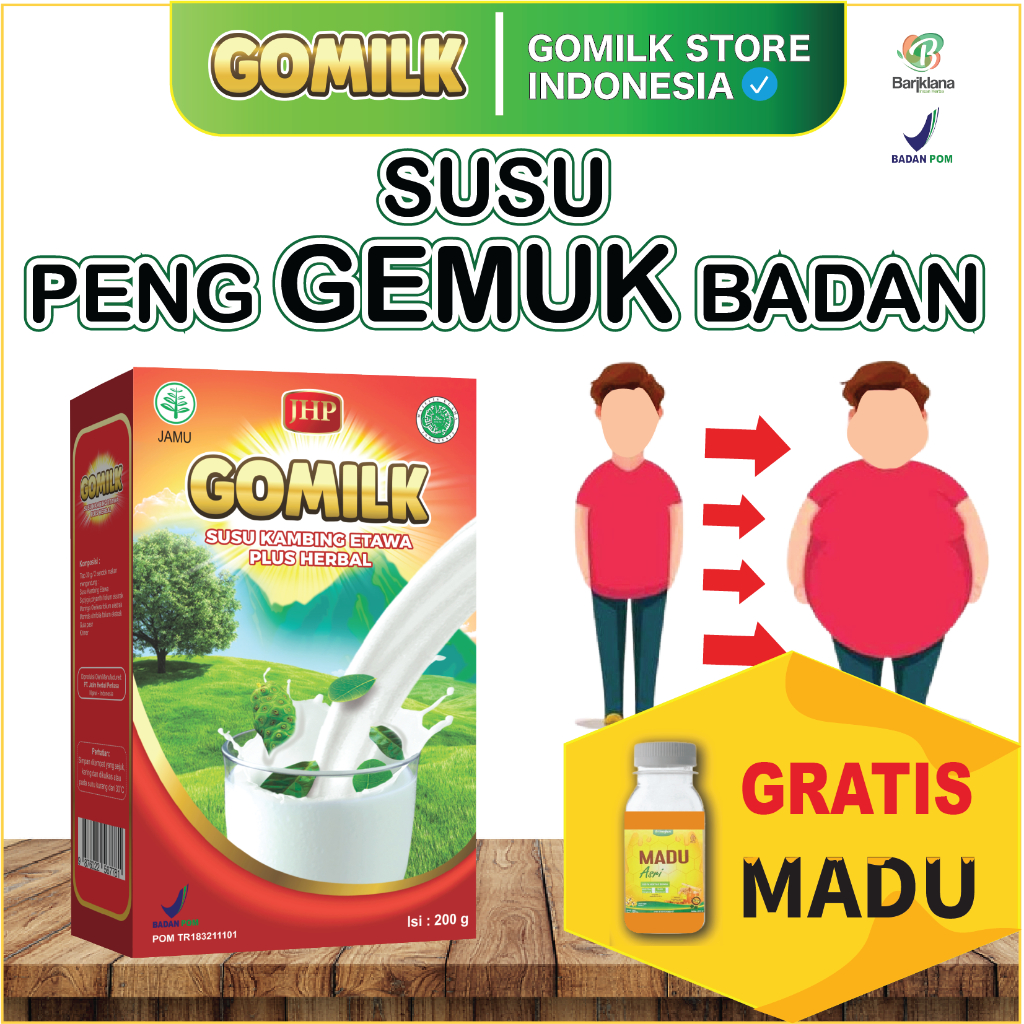 

[ BISA COD + GARANSI ] [ BELI 1 GRATIS JAHE ] [ BELI 3 GRATIS MADU ] Gomilk Susu Kambing Etawa Plus Herbal Penambah Nafsu Makan isi 200 gr