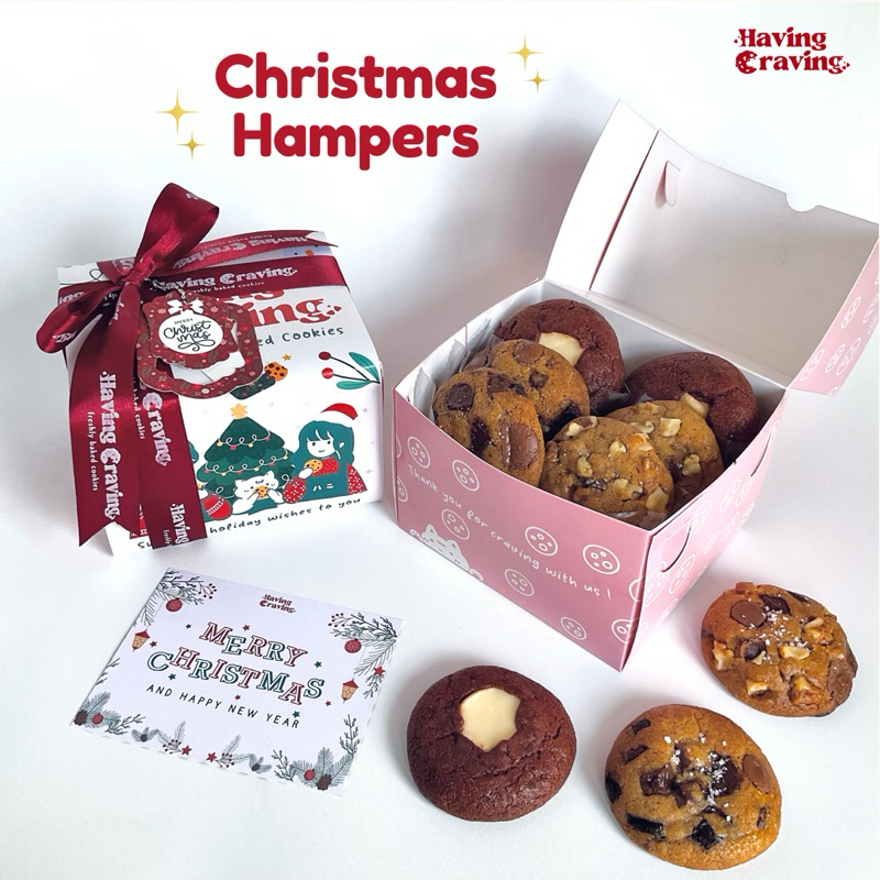 

Hampers Natal Christmas Xmas Gift Box of 6 Soft Cookies Having Craving