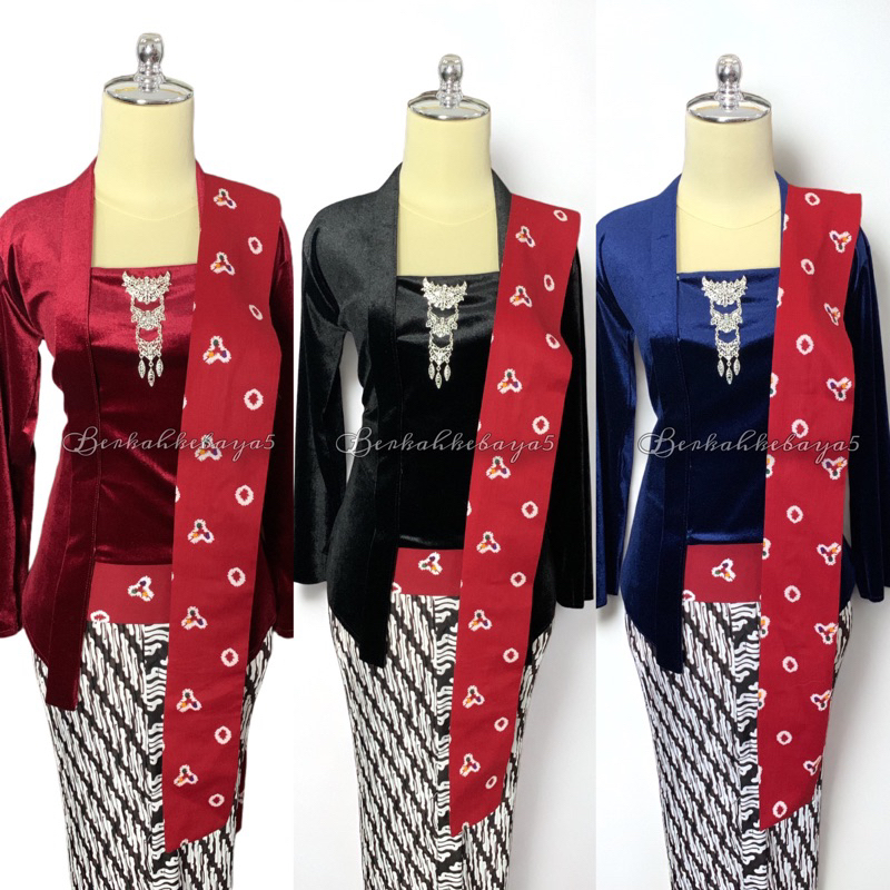 SET KEBAYA BLUDRU KUTU BARU / KEBAYA BLUDRU POLOS LENGAN PANJANG