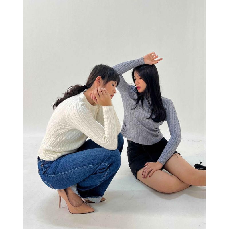 Azel Knit [Baju Rajut Lengan Panjang] Vibes Old Money