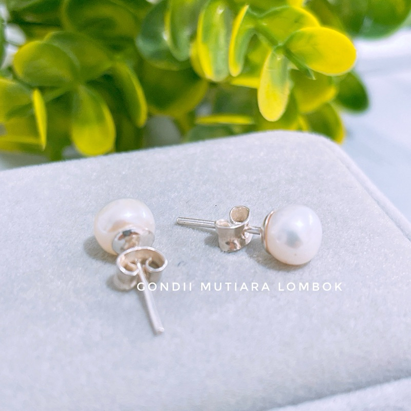 Perak 925 Giwang Tusuk Mutiara Asli - Stud Mutiara Bahan Perak - Anting Bhayangkari - Anting Persit 