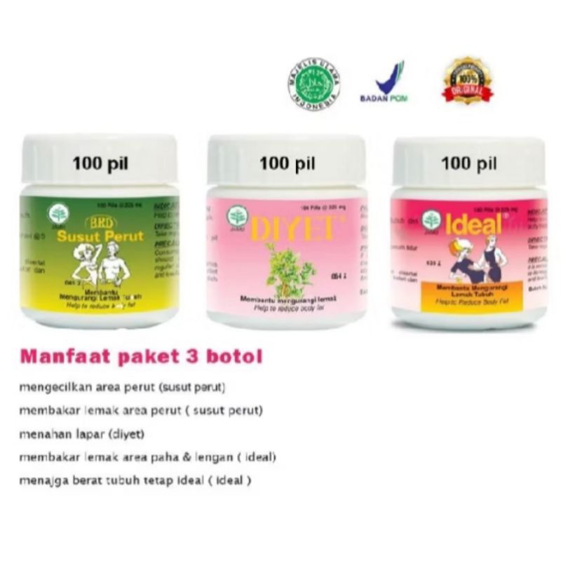 Sepaket susut perut pil diyet pil dan ideal pil