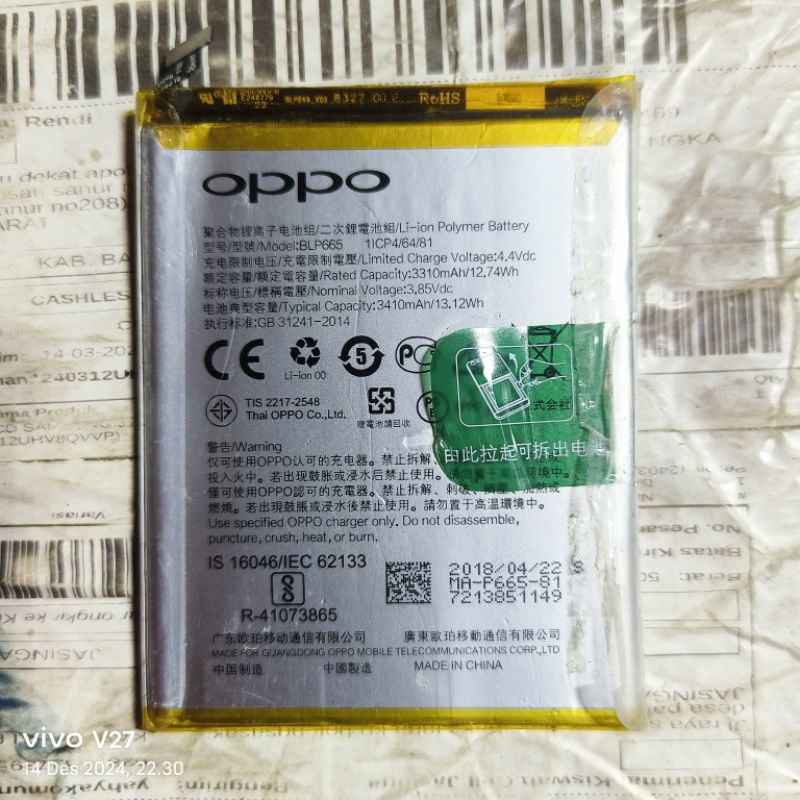 BATRE OPPO F7 YOUTH BLP655 ORI COPOTAN