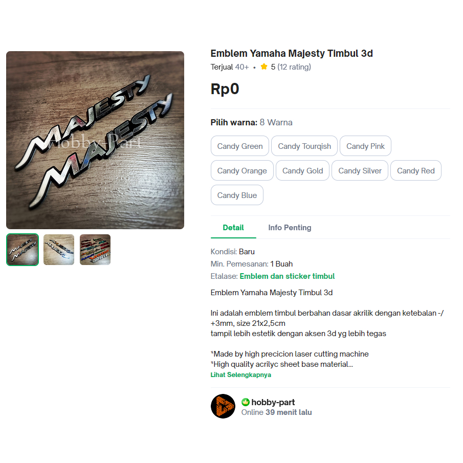 Emblem Yamaha Majesty Timbul 3d