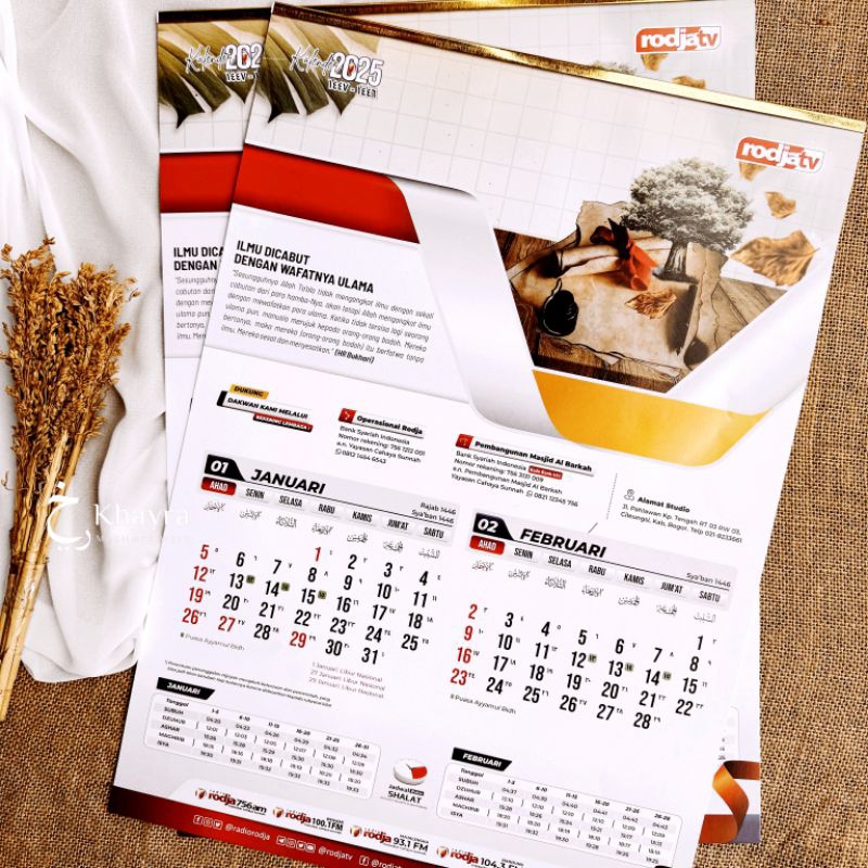 

READY - KALENDER DINDING RADIO RODJA/RODJA TV 2025 KALENDER HIJRIYAH KALENDER SUNNAH KALENDER ISLAMI