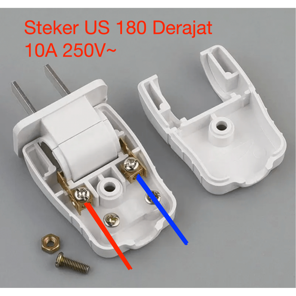 Colokan Steker Listrik kaki 2 Pin Rotasi 180 derajat Steker Over Jepang, taiwan, USA, Vietnam, Thail