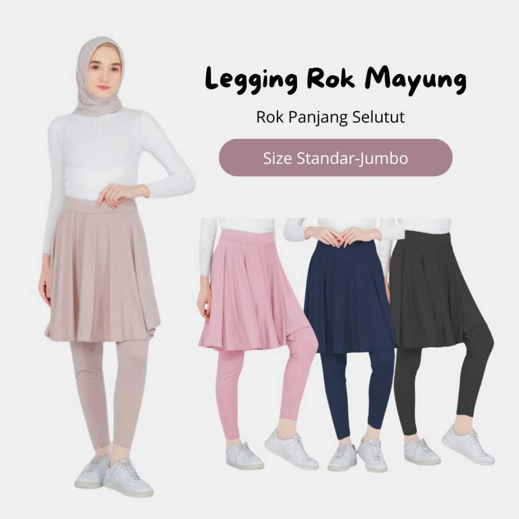Legging Rok Mayung Sport Selutut untuk Olahraga Senam Zumba Aerobik Lari Tenis Bersepeda Yoga