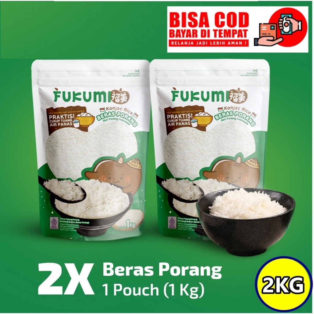 

PROMO COD!!! FUKUMI Beras Porang 2 Pouch 2 KG - Shirataki Rice