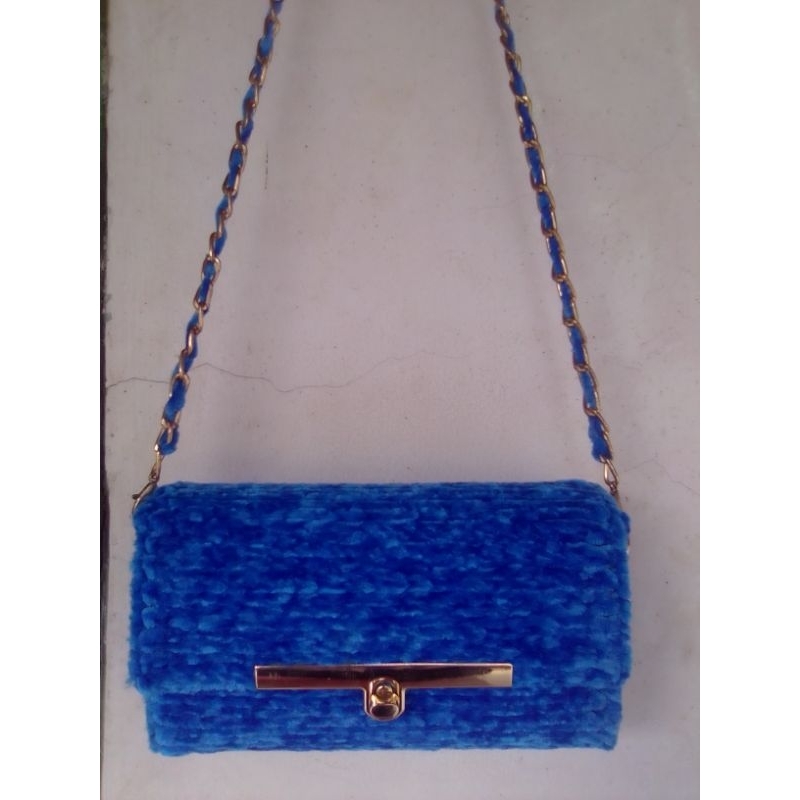 tas rajut benang velvet