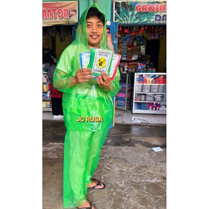 JAS HUJAN PLASTIK POLKADOT SETELAN