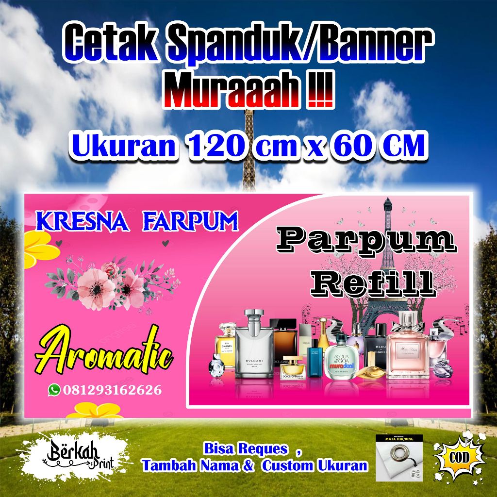 Spanduk Banner Parfum Ukuran 120 cm x 60 cm