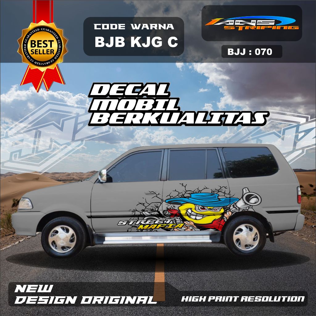 BJB 070 - DECAL STIKER FREE CUSTOM TULISAN UNTUK MOBIL KIJANG SUPER KIJANG LAMA