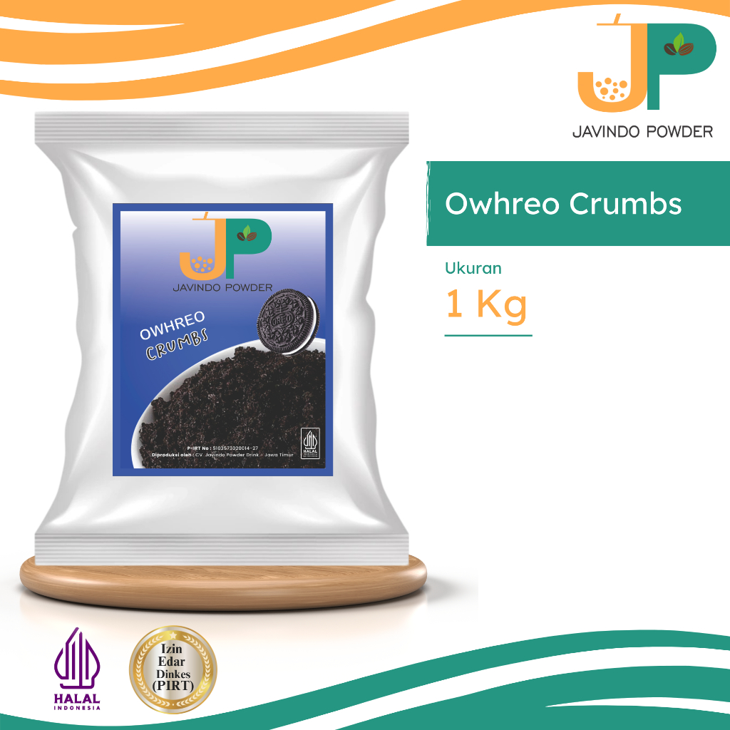 

JAVINDO Owhreo Crumbs / Black Biscuit Cookie Crumbs / Remahan Biskuit Cookie Hitam Owreo 1 Kg Javindo Powder