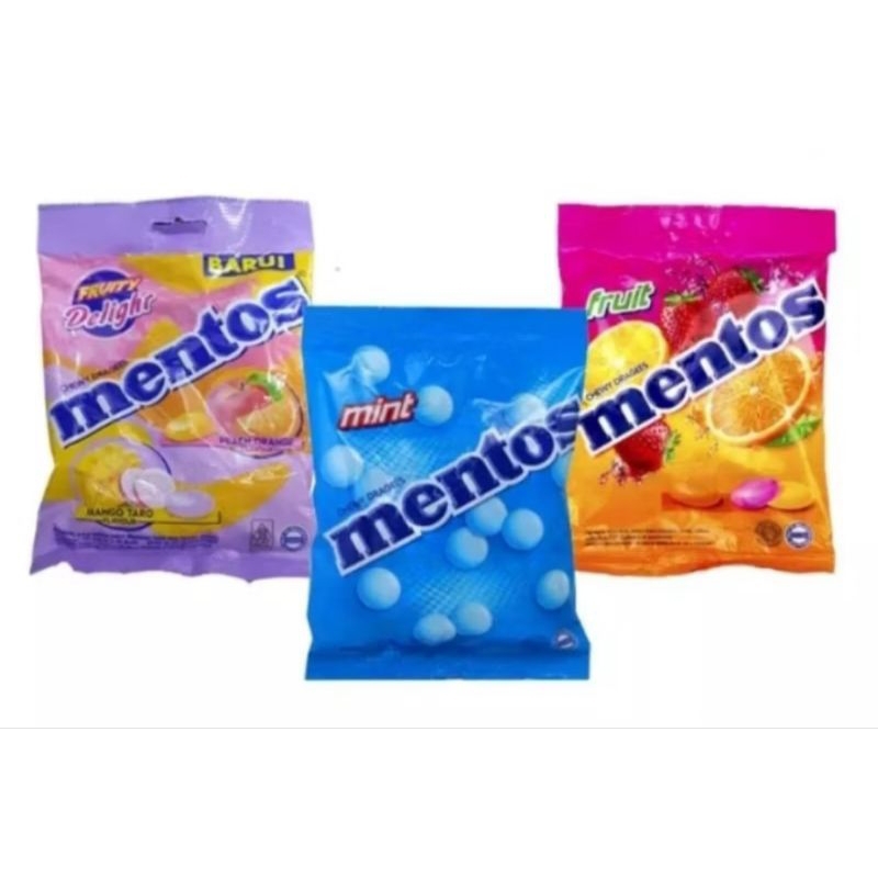 

Mentos 1 bag isi 50 pcs permen lunak berasa mint dan buah-buahan