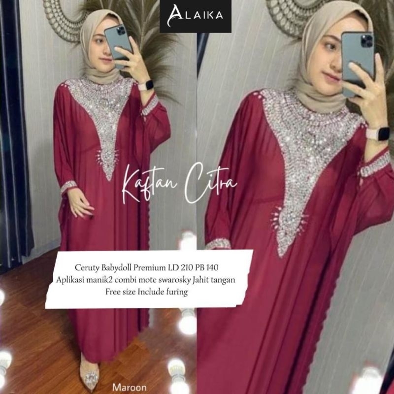ATHIRA CITRA KAFTAN OVERSIZE matt cerutybabydoll premium aplikasi manik² ORI BY ALAIKA
