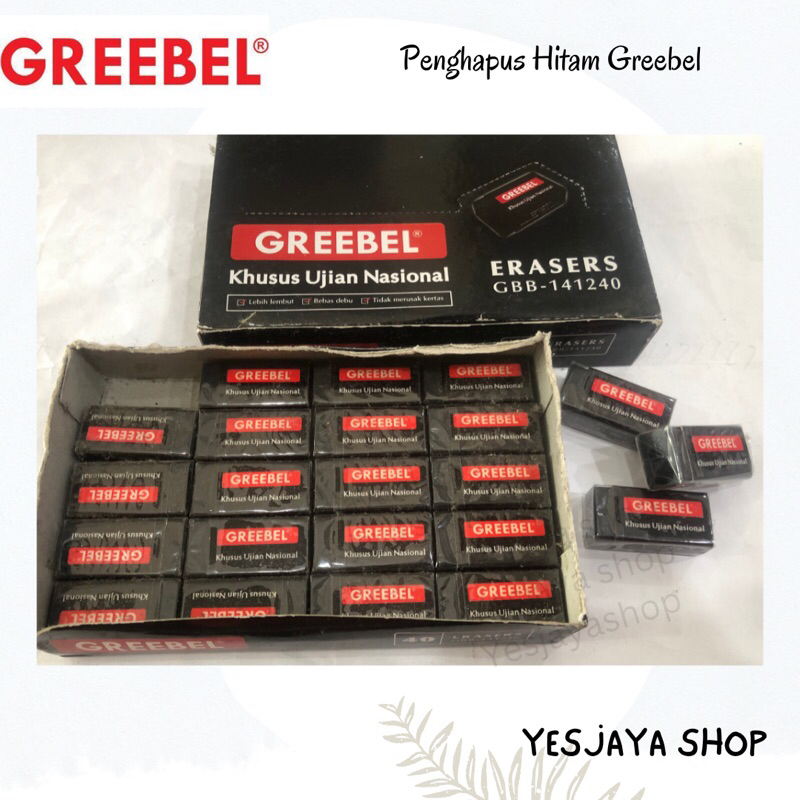 

{1 pak} Penghapus Hitam Greebel / Penghapus Ujian Greebel / Penghapus Greebel Grosir