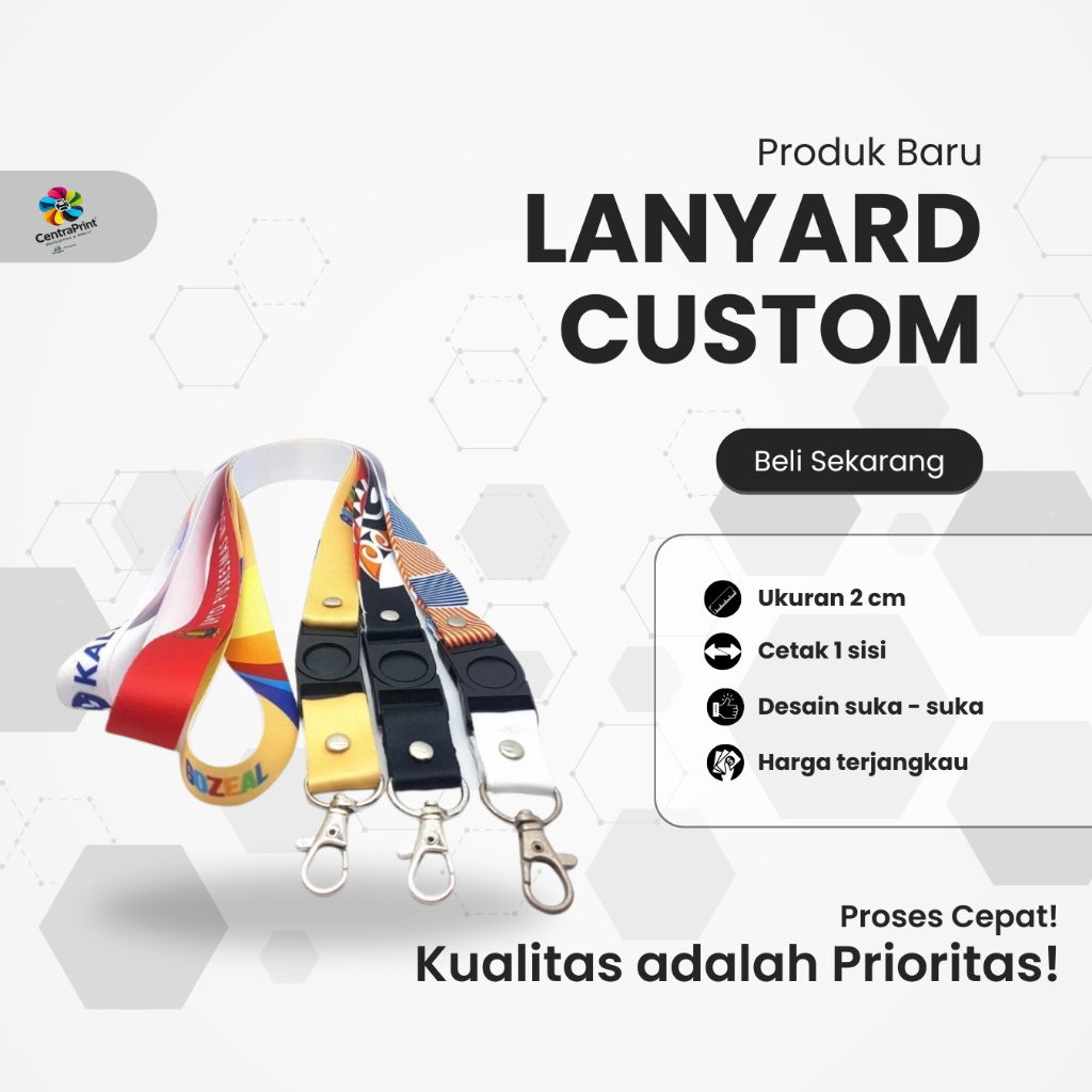 

Custom Lanyard Printing Sublim Desain suka suka Cetak 1 sisi Ukuran 2 cm