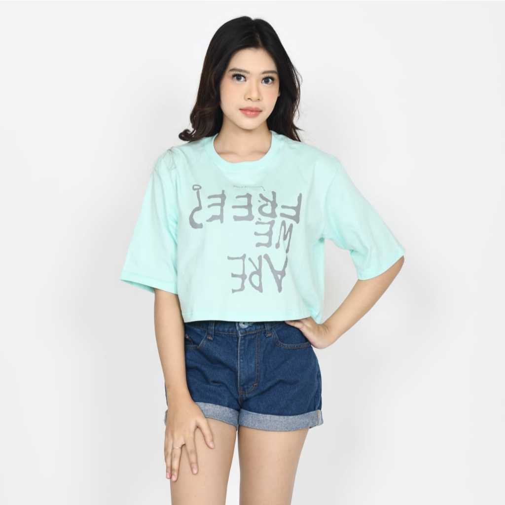 Kaos Meisua | Kaos Wanita | Kaos Croptop Oversize Katun Combed 24s | ARE WE HIJAU MINT