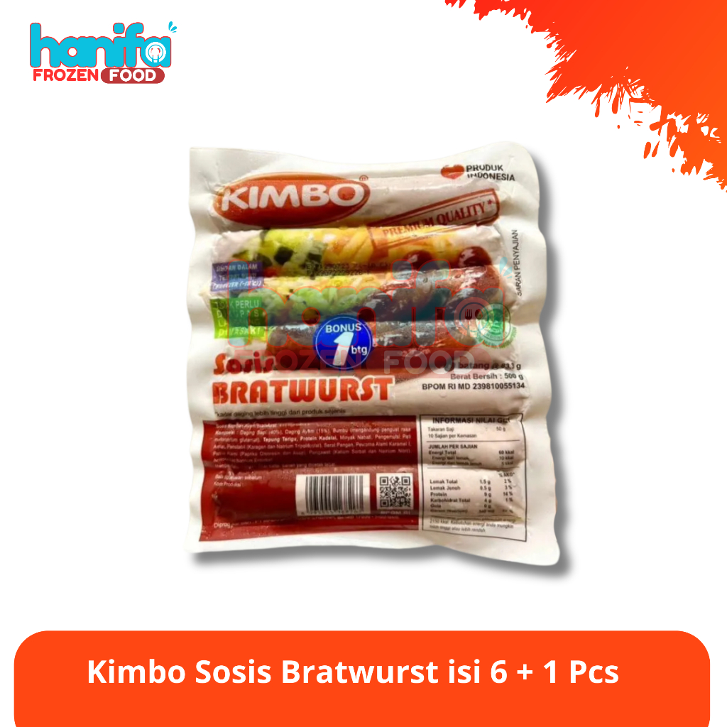 

KIMBO Sosis Sapi Bratwurst isi 7 Pcs (500 g) sosis murah sosis enak halal dan bergizi