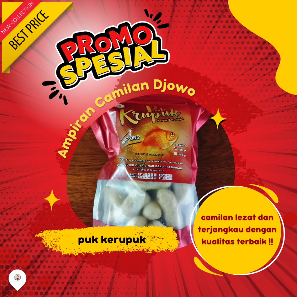 

Kerupuk Ikan Tenggiri Merk Puk Kerupuk 100gram - Ampiran Camilan Djowo
