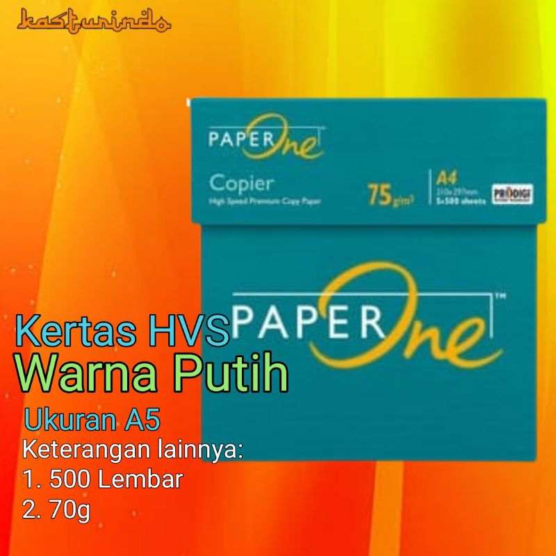

Kertas HVS Putih Ukuran A5 Isi 500 Lembar Merk Paper One