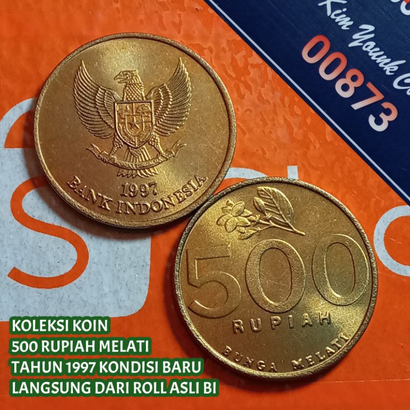 Uang Kuno Koin 500 Rupiah Melati Kecil Tahun 1997 Langka Gress Baru Lustre Original Dari Roll