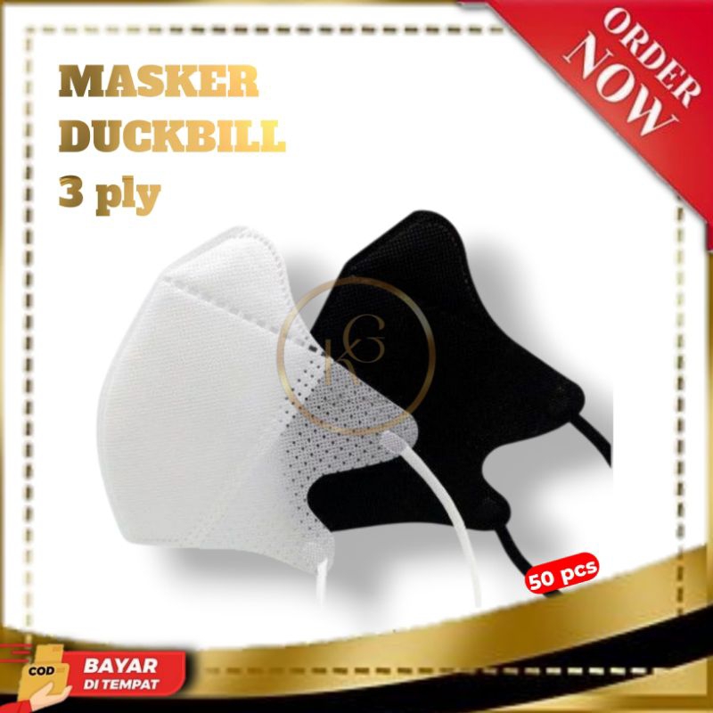 Masker Duckbill Putih/Masker Duckbill Hitam/Masker Duckbill Dewasa Unisex/Masker Duckbill Warna Isi 