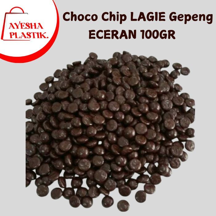 

Choco Chip LAGIE Gepeng 100gr - Coklat 1/2 Bulat untuk Topping Minuman - Food, Chocolate