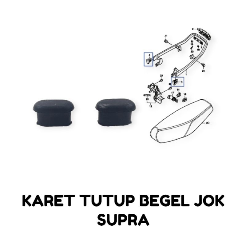 Karet Tutup Begel Jok Supra 10,5mm (Harga Per Set Isi 2) - Penutup Ujung Samping Behel Jog Sadel Teb